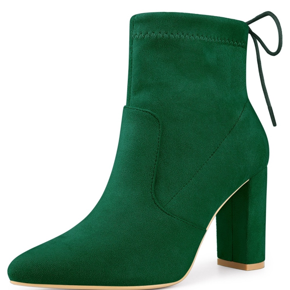 Women’s Green Suede Block Heel Ankle Boots